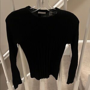 Halogen Black Ribbed Long Sleeve Top